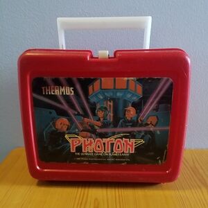 THERMOS PHOTON 1987 Vintage Red Lunch Box / Thermos